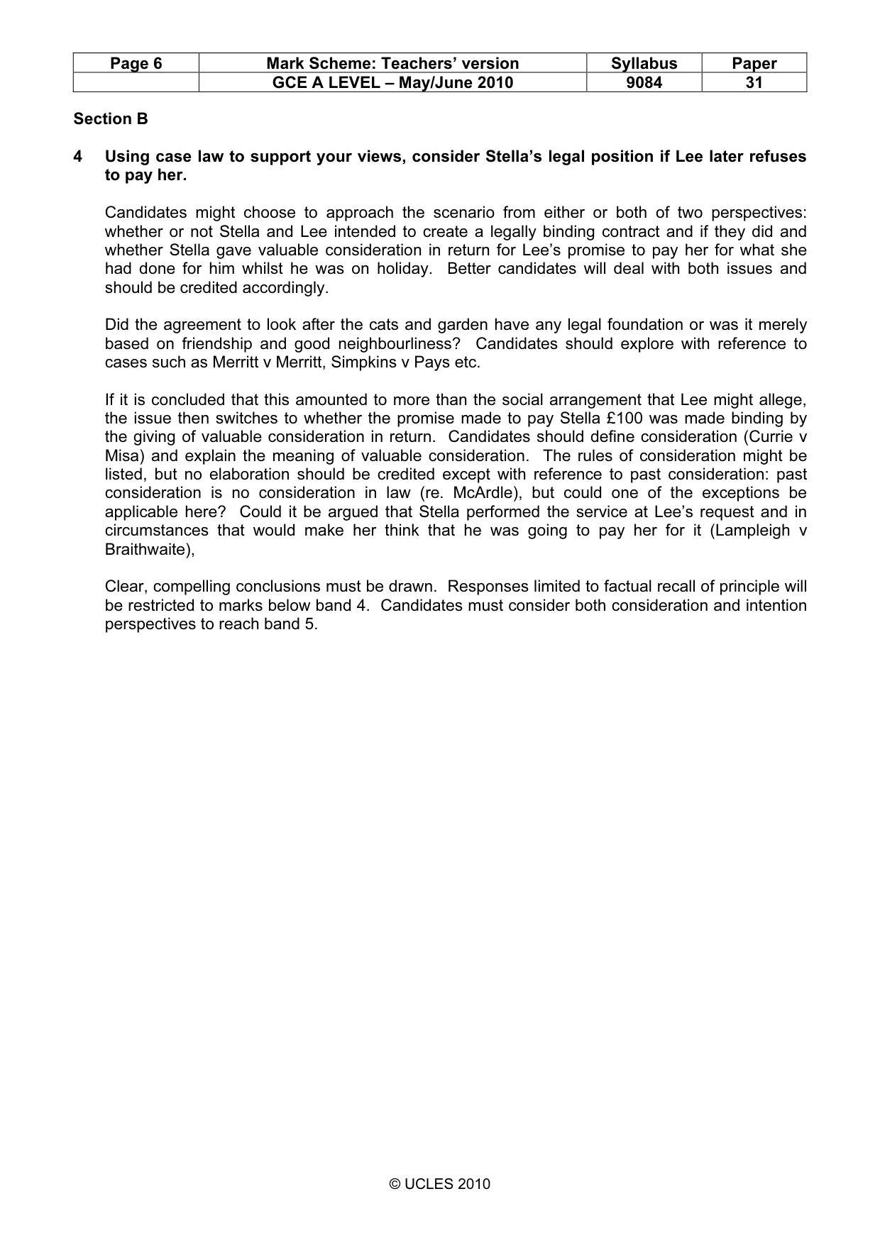 Mark scheme, page 6 of 7