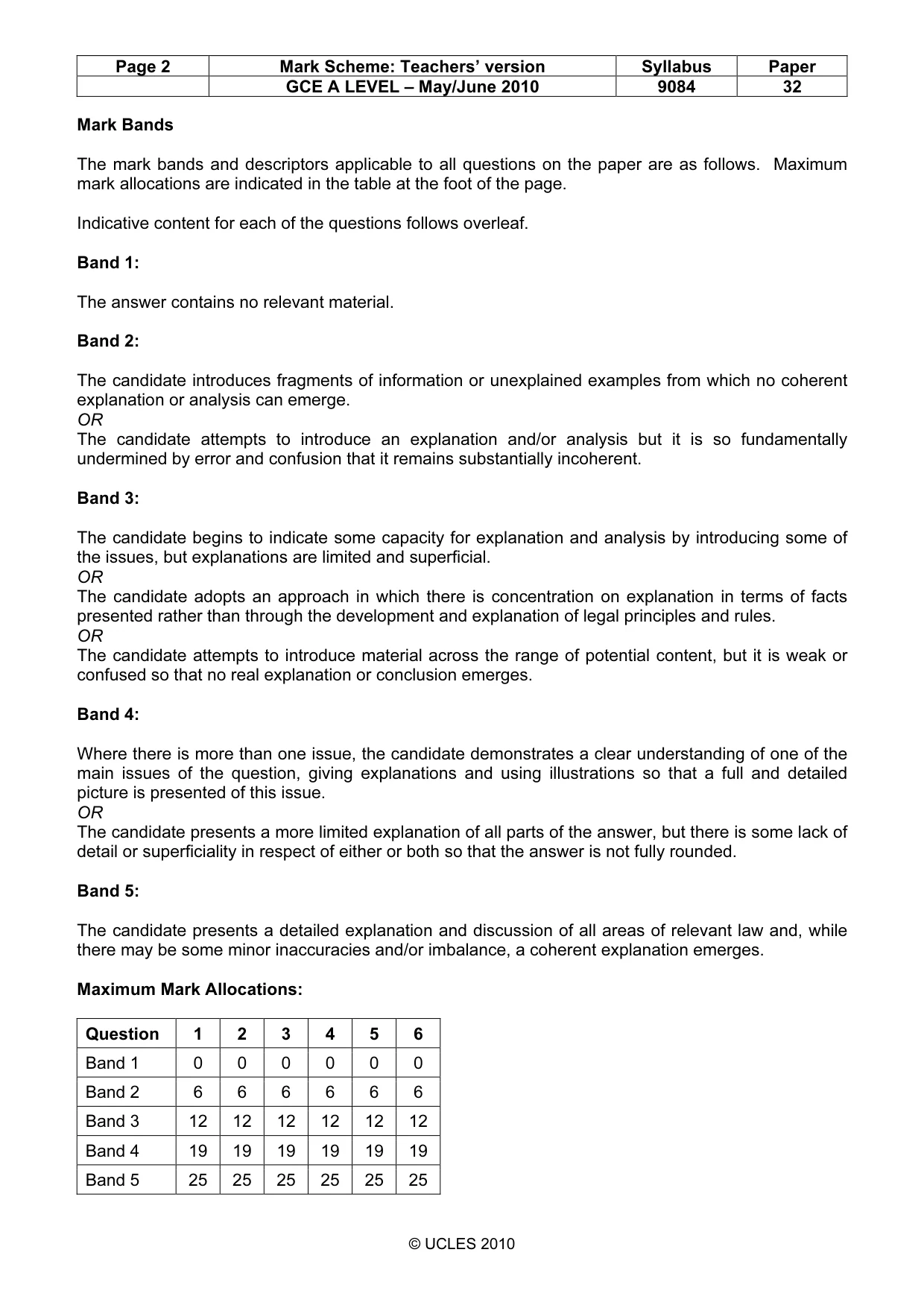 Mark scheme, page 2 of 7