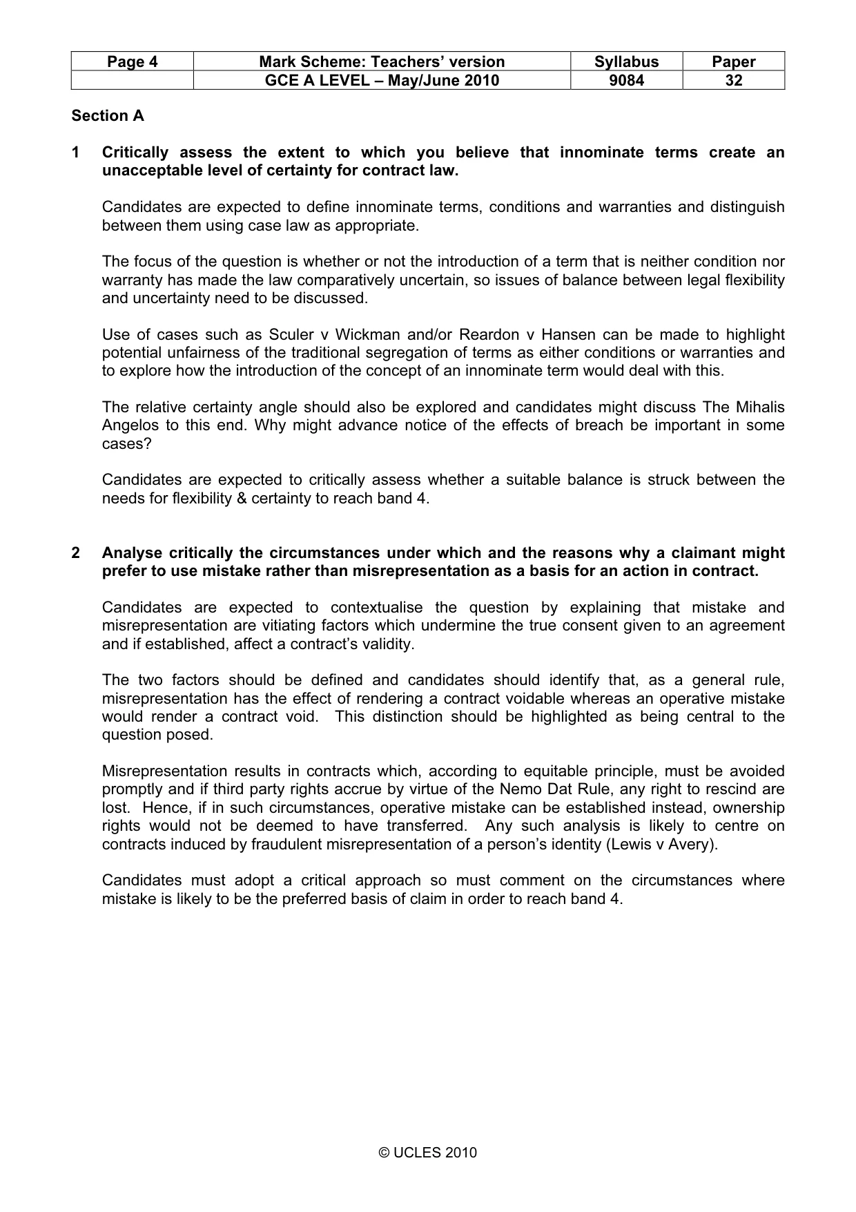 Mark scheme, page 4 of 7