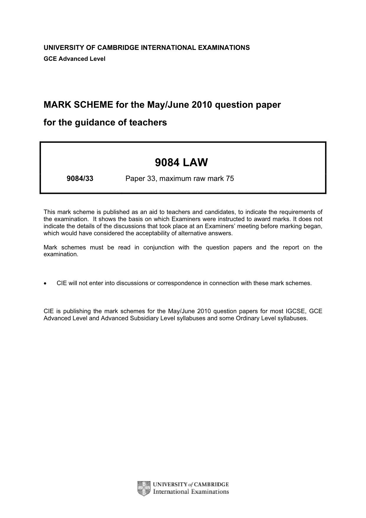 Mark scheme, page 1 of 8