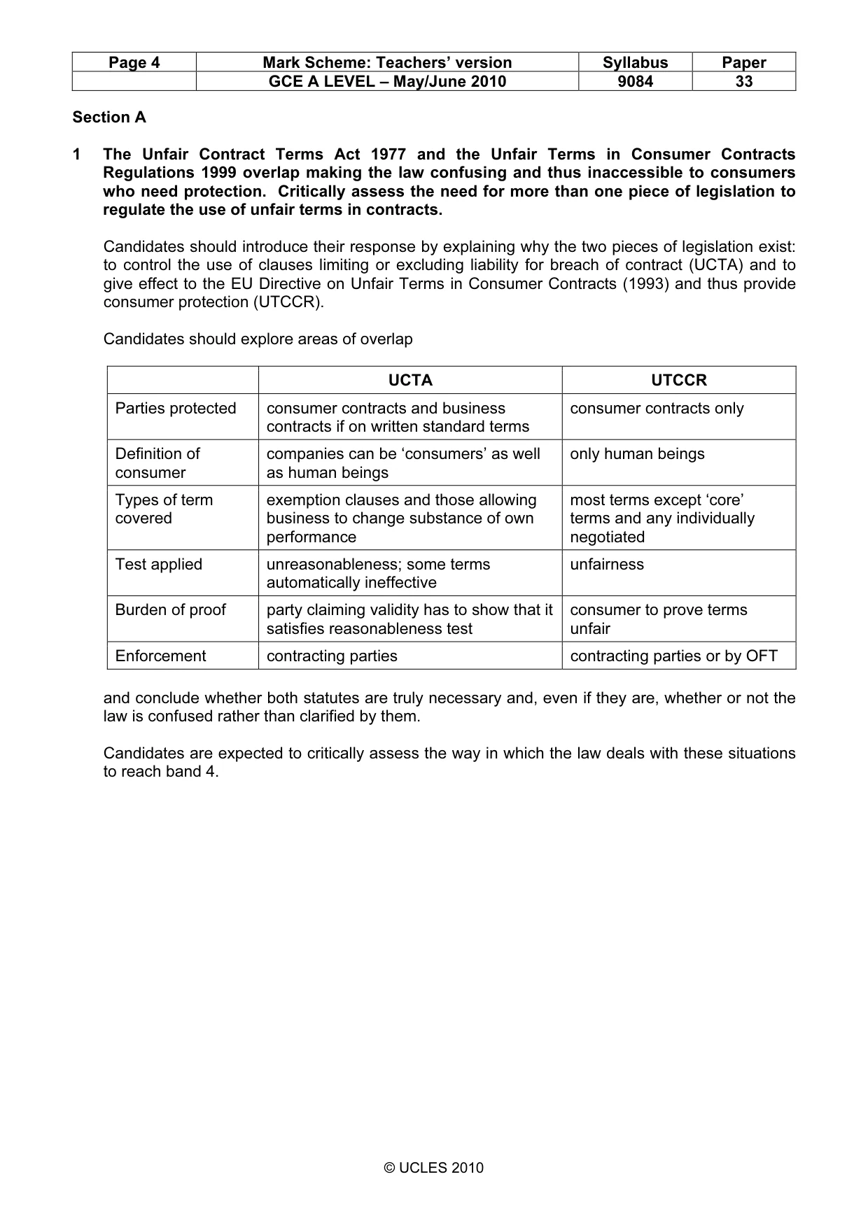 Mark scheme, page 4 of 8