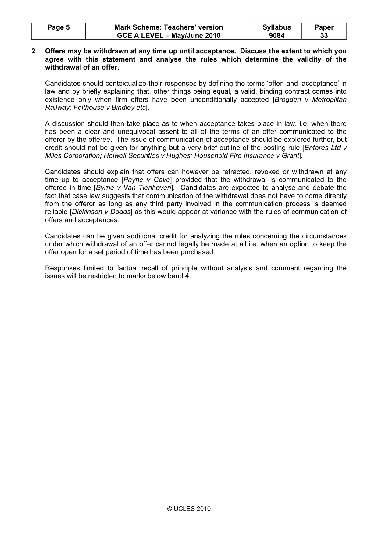 Mark scheme, page 5 of 8