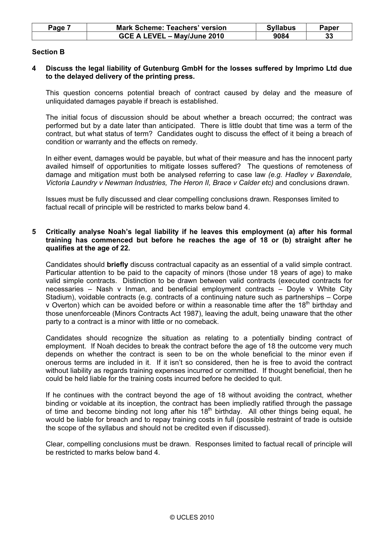 Mark scheme, page 7 of 8