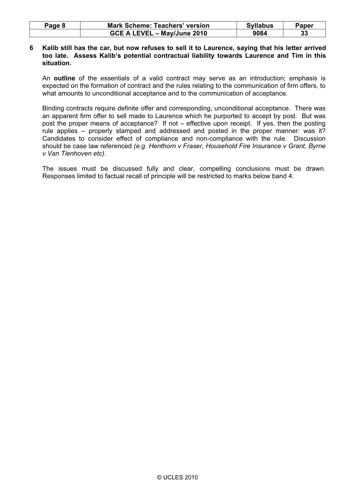 Mark scheme, page 8 of 8