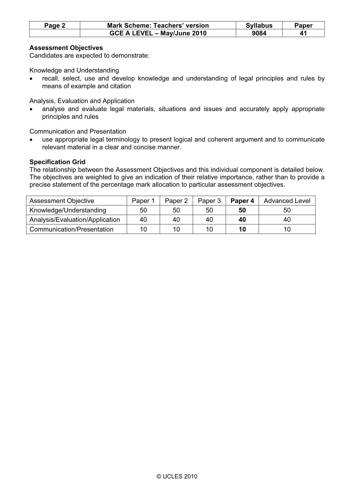 Mark scheme, page 2 of 6