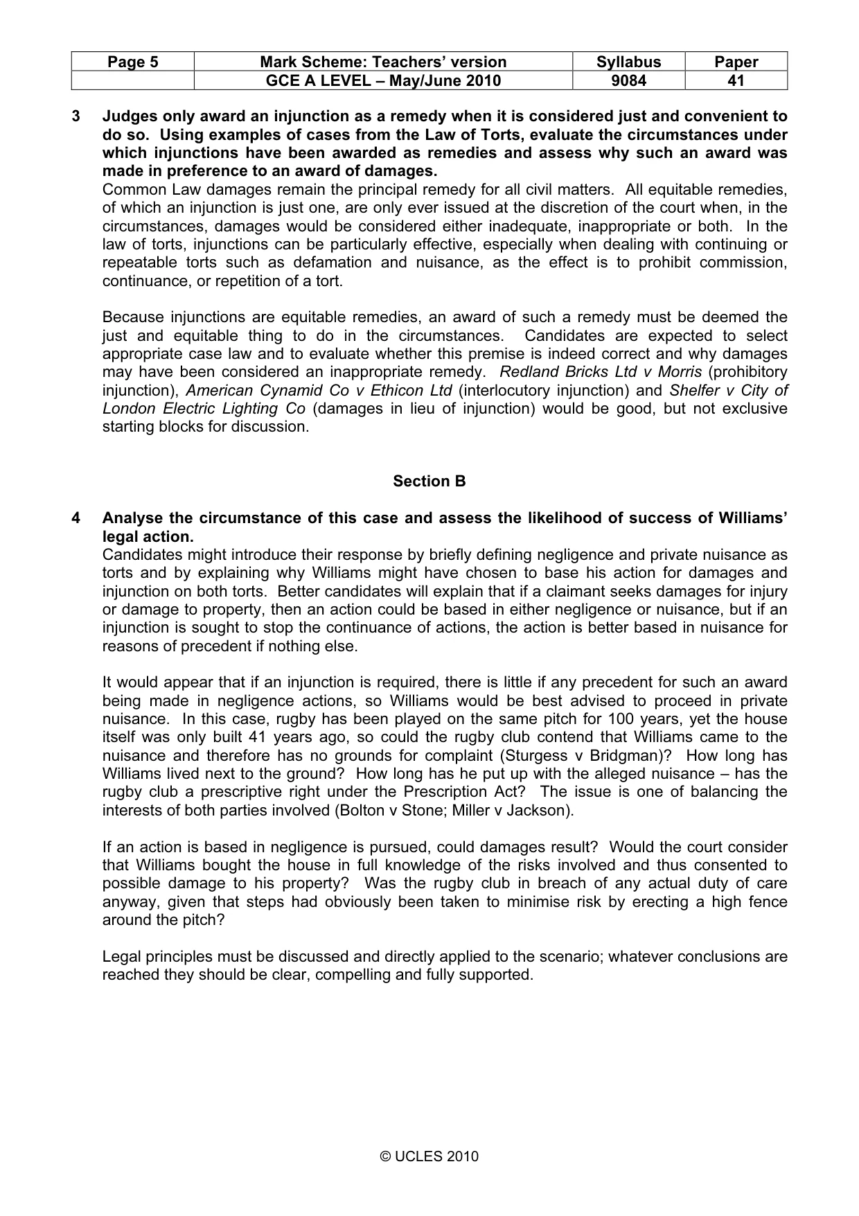 Mark scheme, page 5 of 6