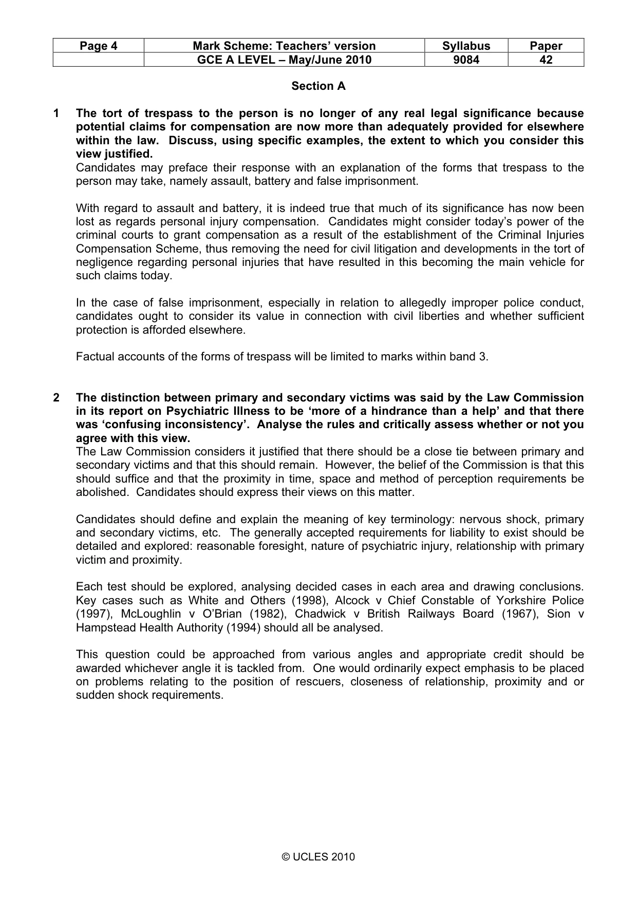 Mark scheme, page 4 of 6