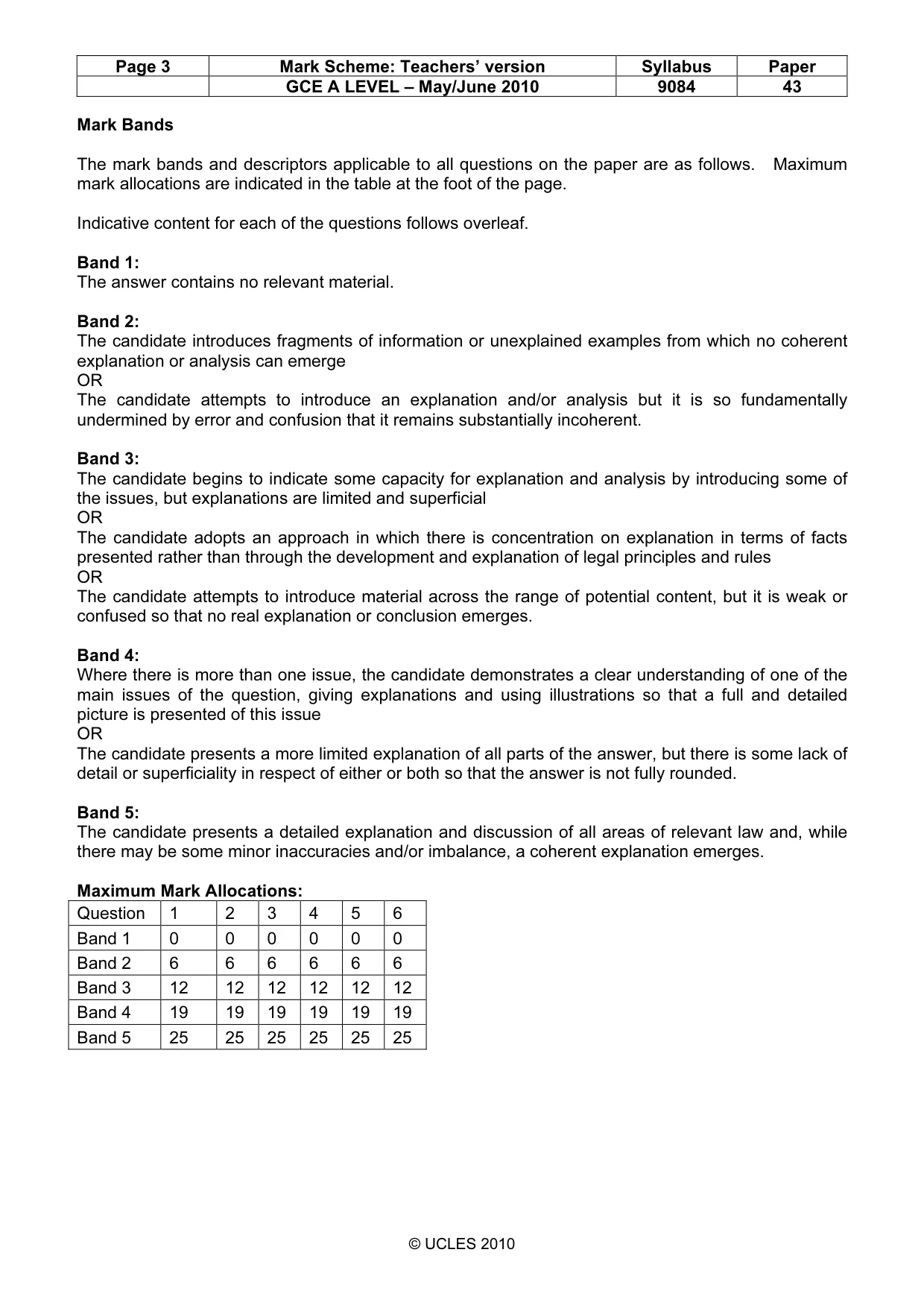 Mark scheme, page 3 of 7