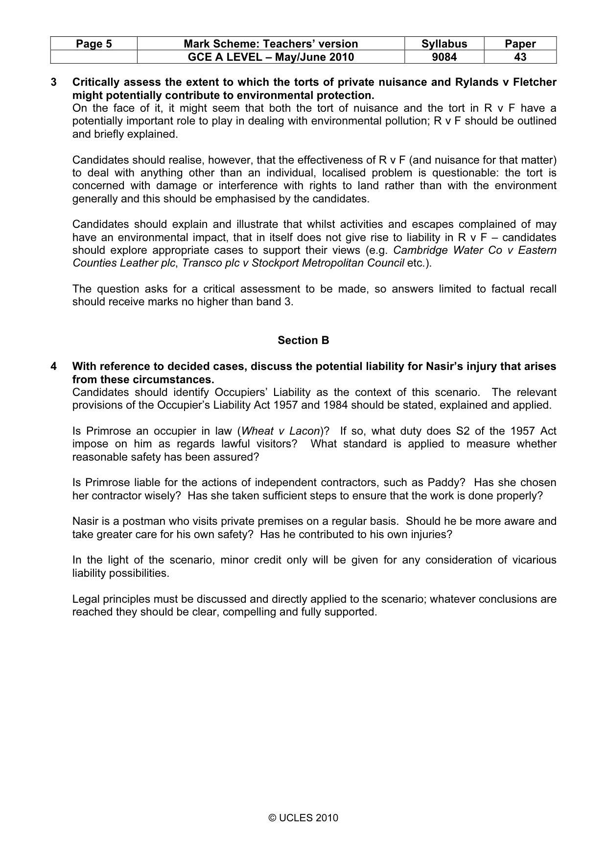 Mark scheme, page 5 of 7
