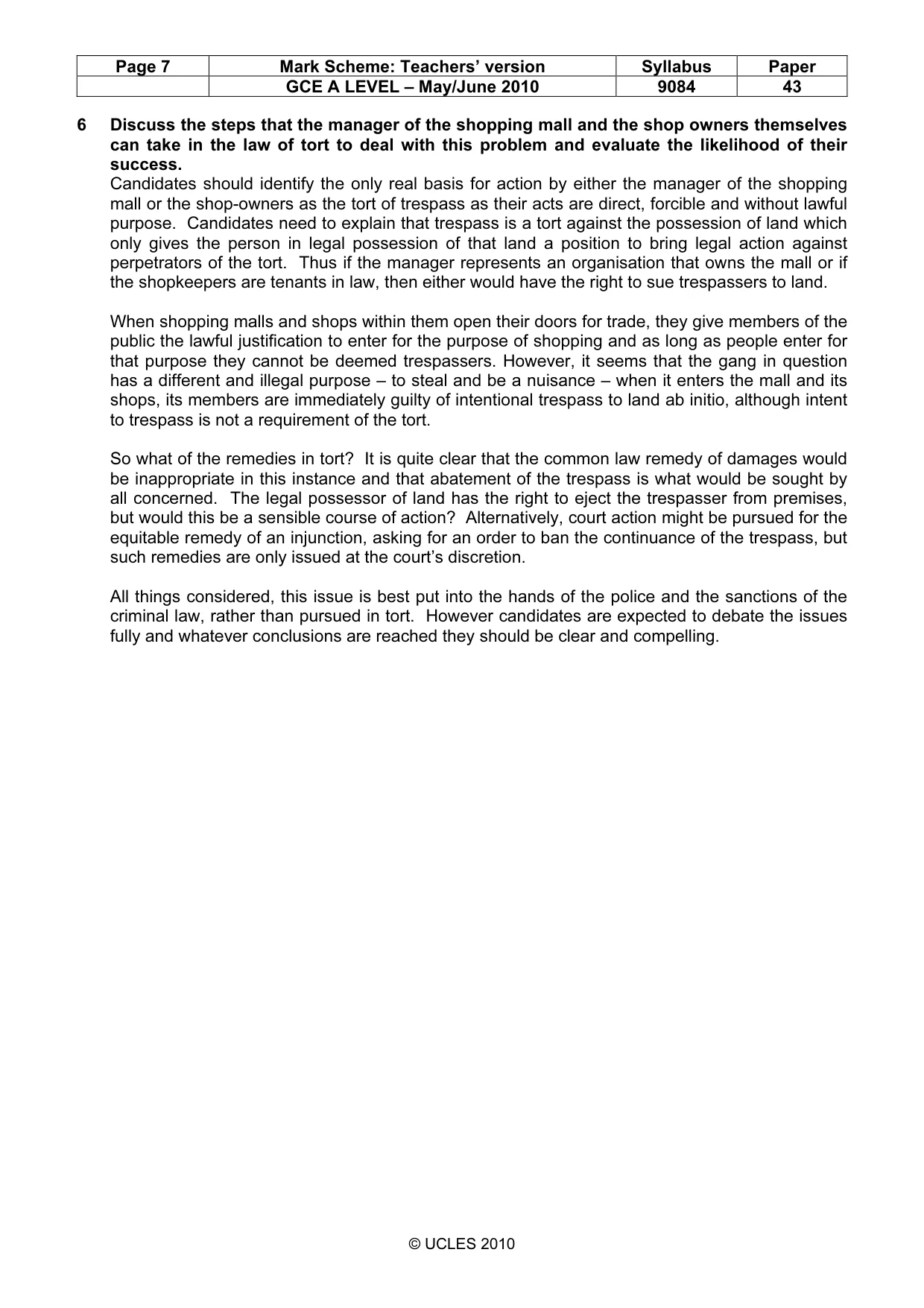 Mark scheme, page 7 of 7