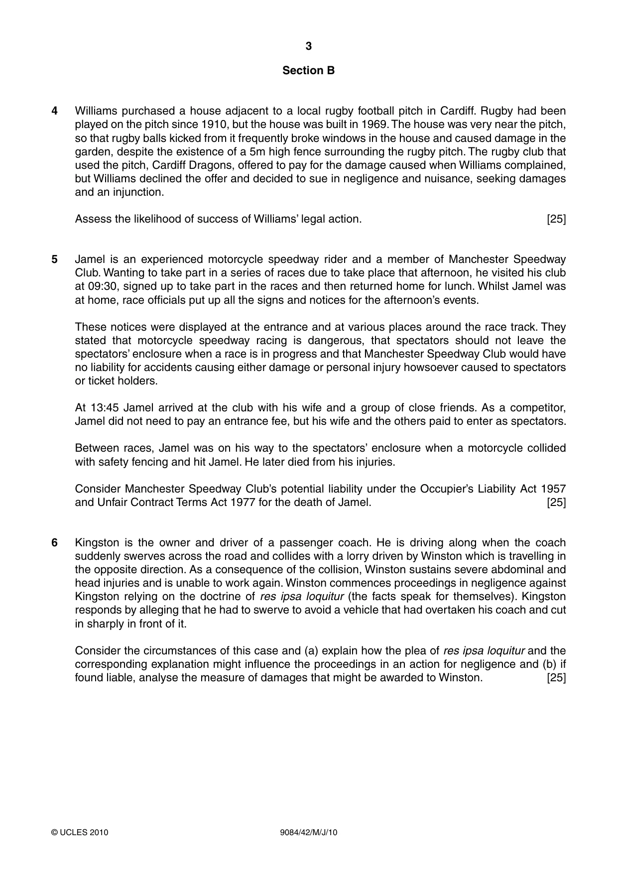Cambridge A Level Law 9084 2010 May/June Paper 4 · Variant 2 question paper, page 3 of 4