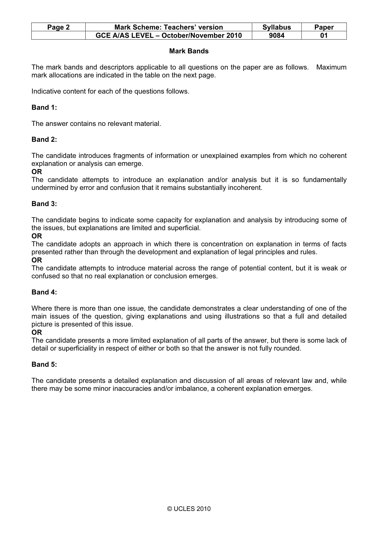 Mark scheme, page 2 of 4