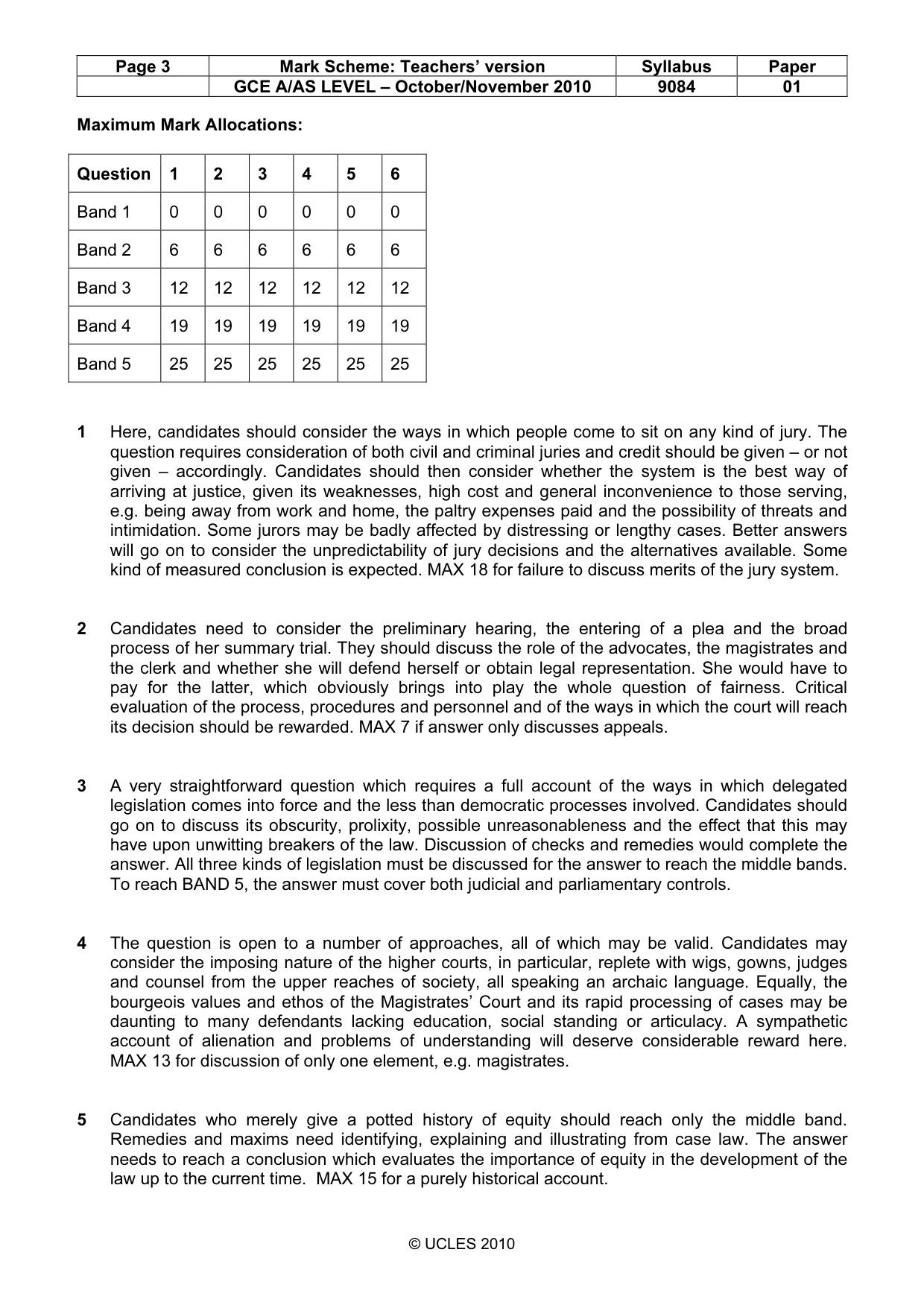 Mark scheme, page 3 of 4