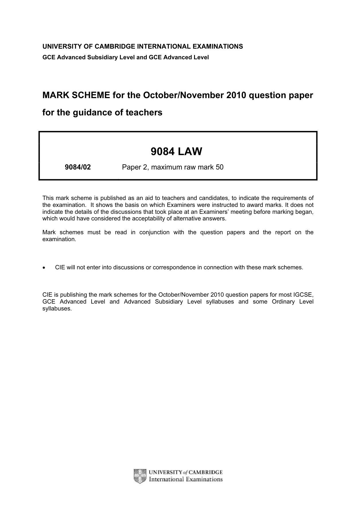 Mark scheme, page 1 of 2