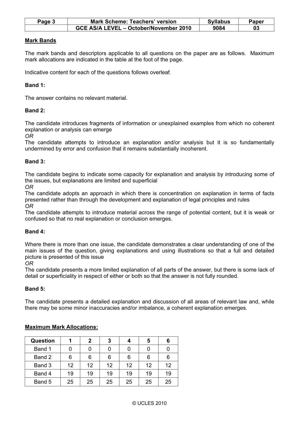 Mark scheme, page 3 of 7