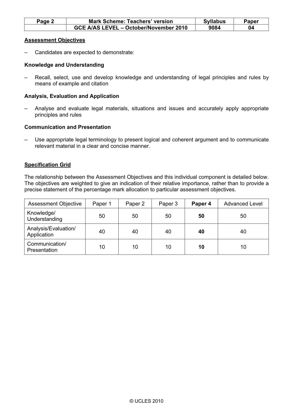 Mark scheme, page 2 of 7