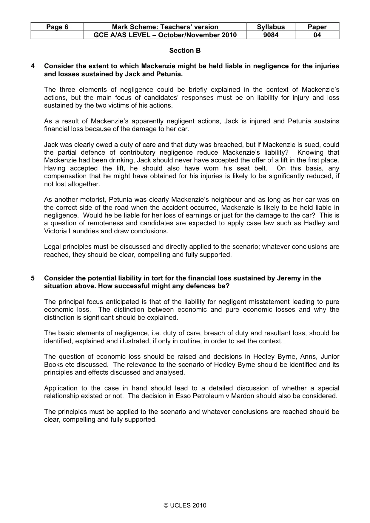 Mark scheme, page 6 of 7