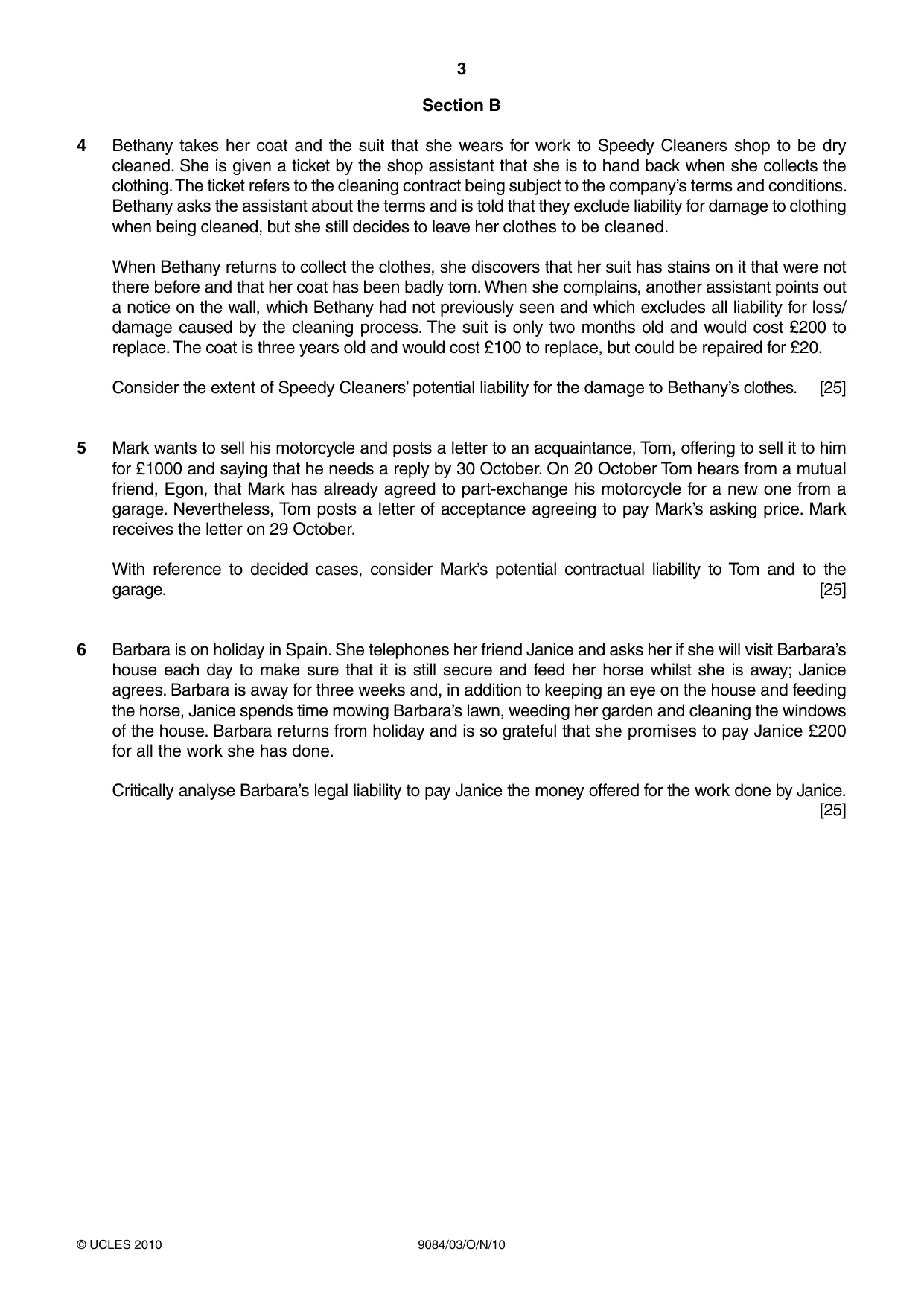Cambridge A Level Law 9084 2010 Oct/Nov Paper 3 · Variant 1 question paper, page 3 of 4