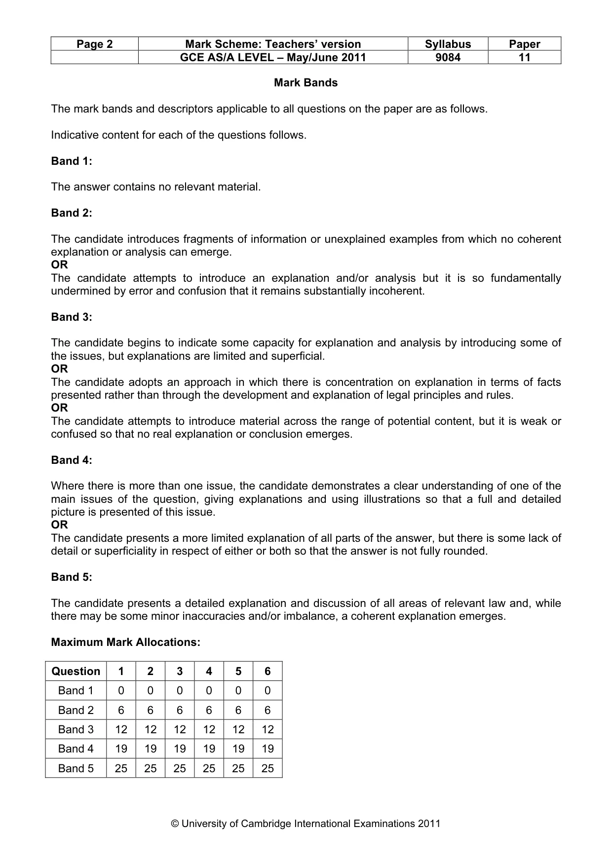 Mark scheme, page 2 of 4