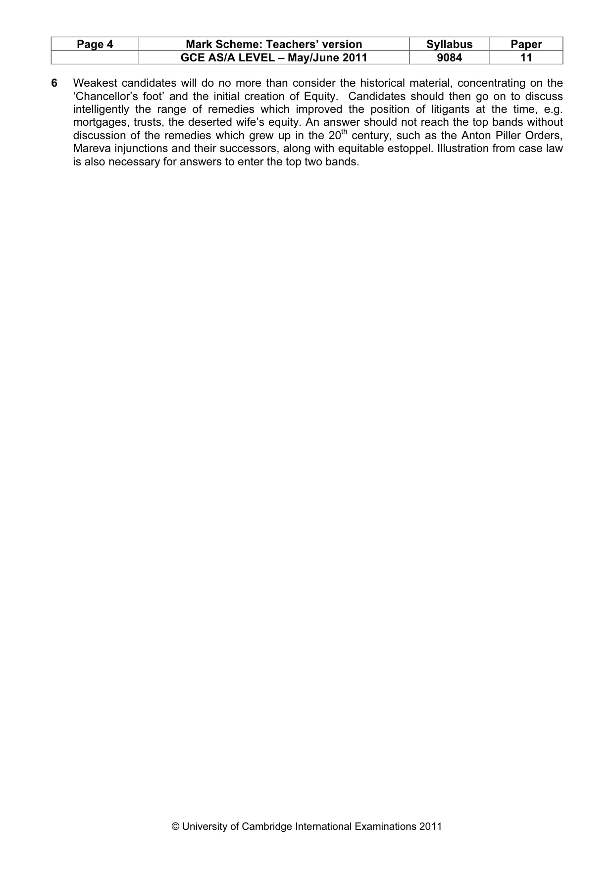 Mark scheme, page 4 of 4