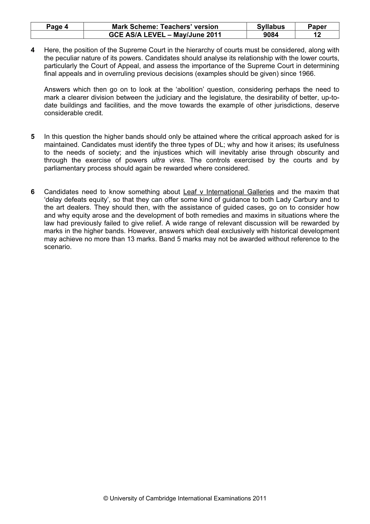 Mark scheme, page 4 of 4