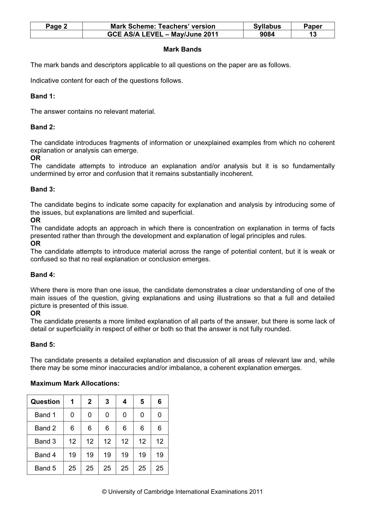 Mark scheme, page 2 of 4