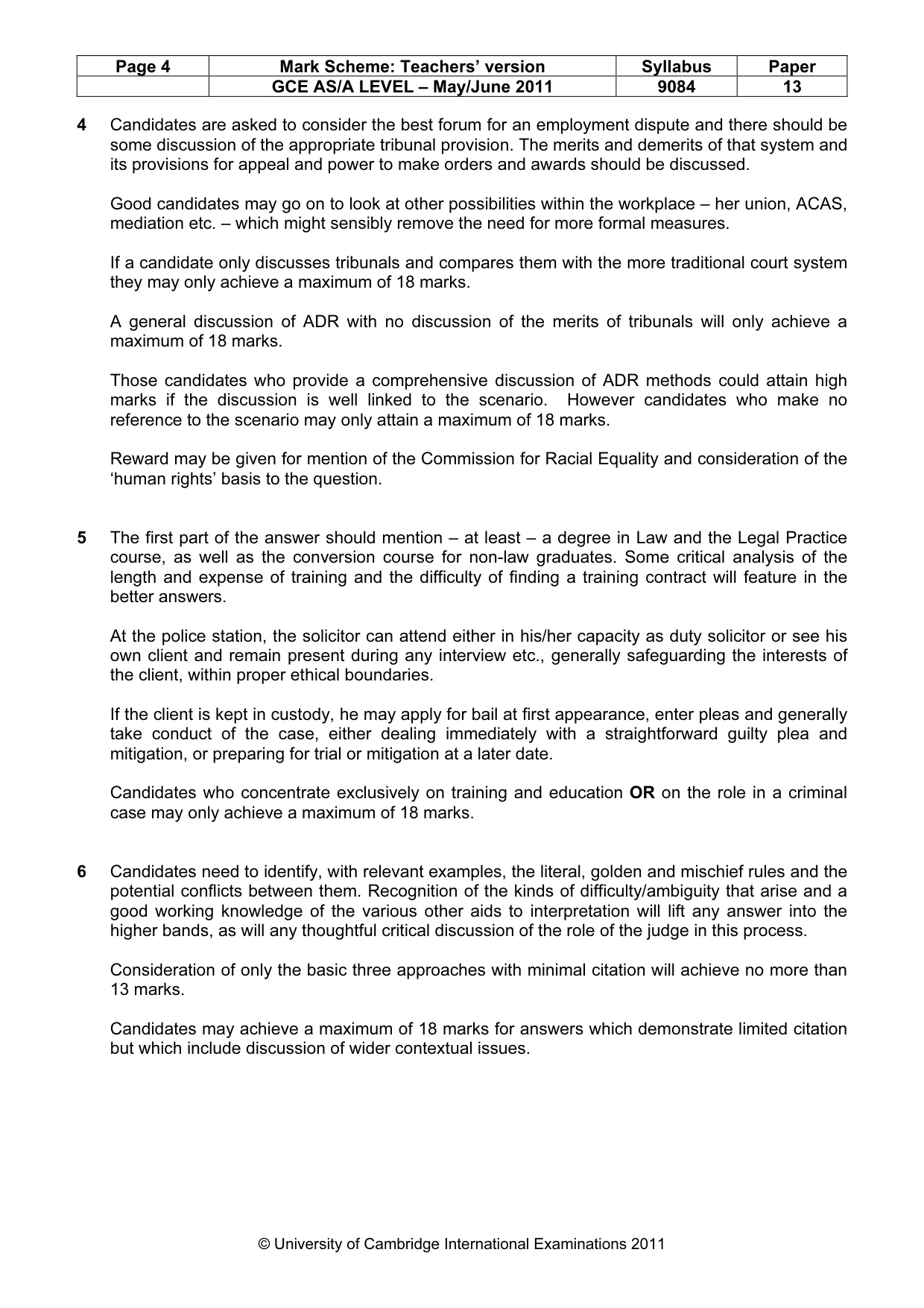 Mark scheme, page 4 of 4