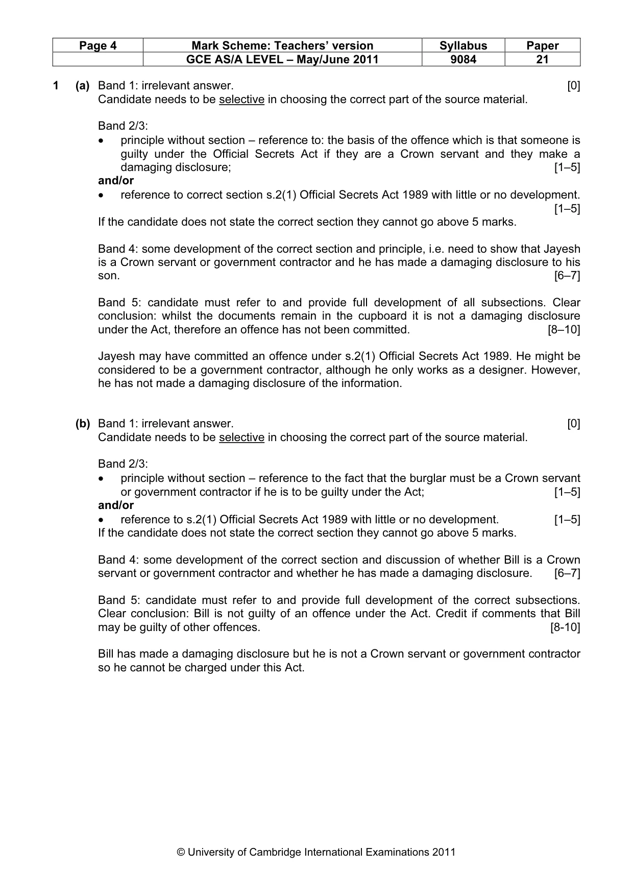 Mark scheme, page 4 of 7