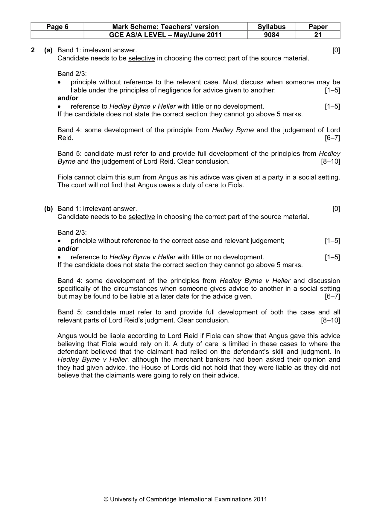 Mark scheme, page 6 of 7