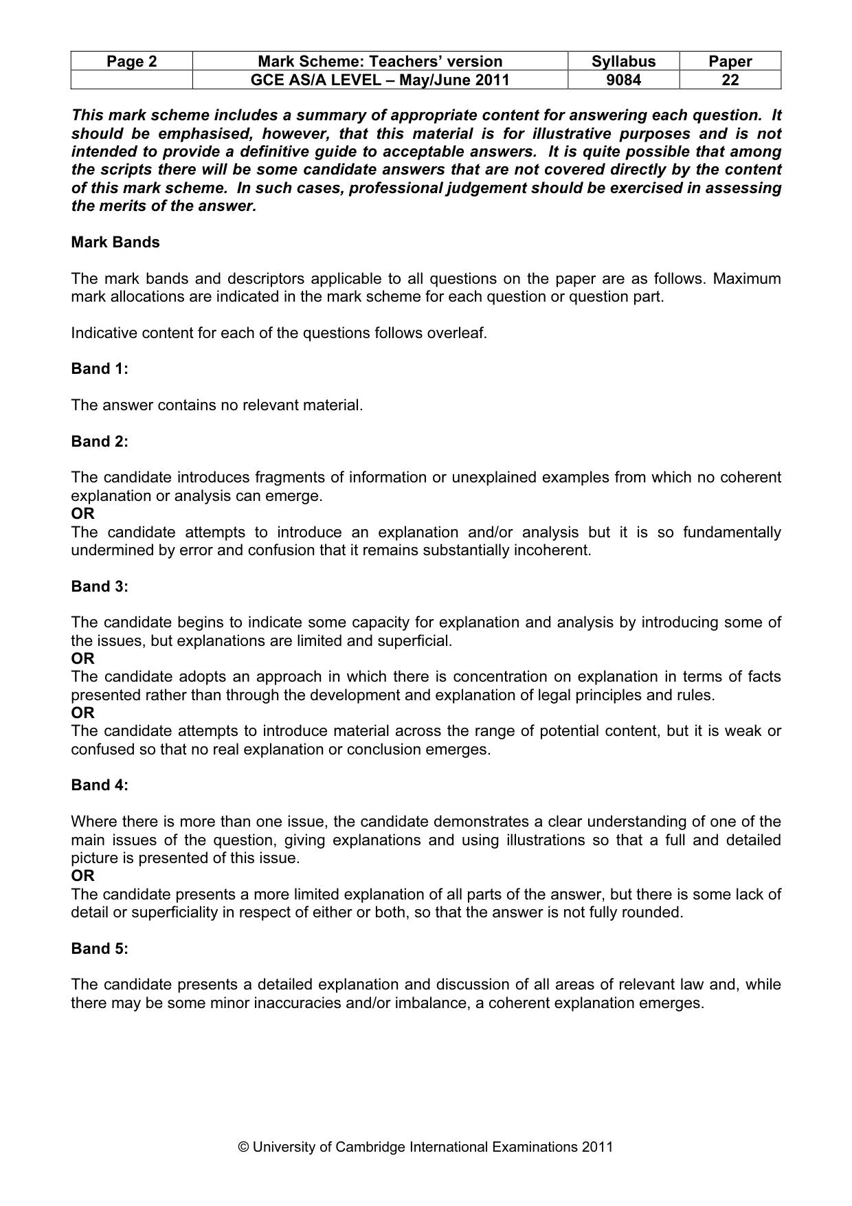 Mark scheme, page 2 of 6