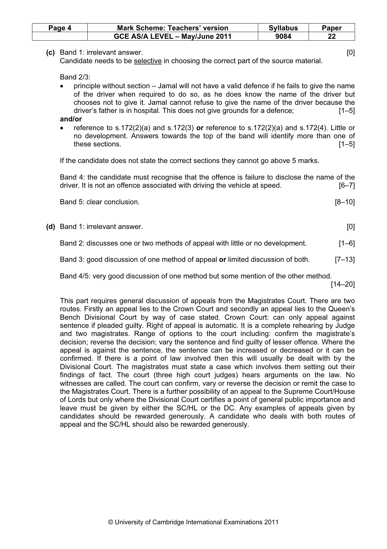 Mark scheme, page 4 of 6