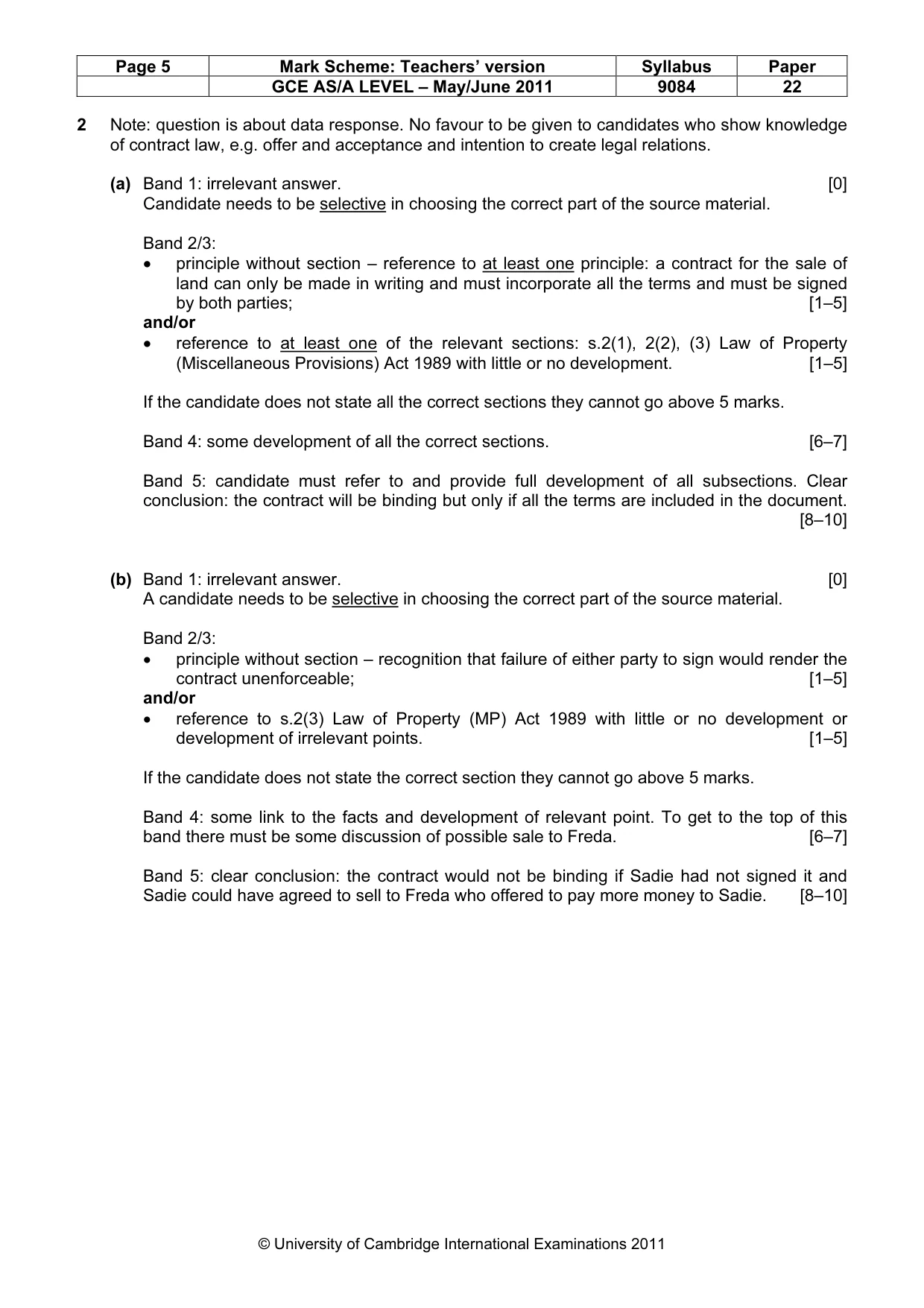Mark scheme, page 5 of 6
