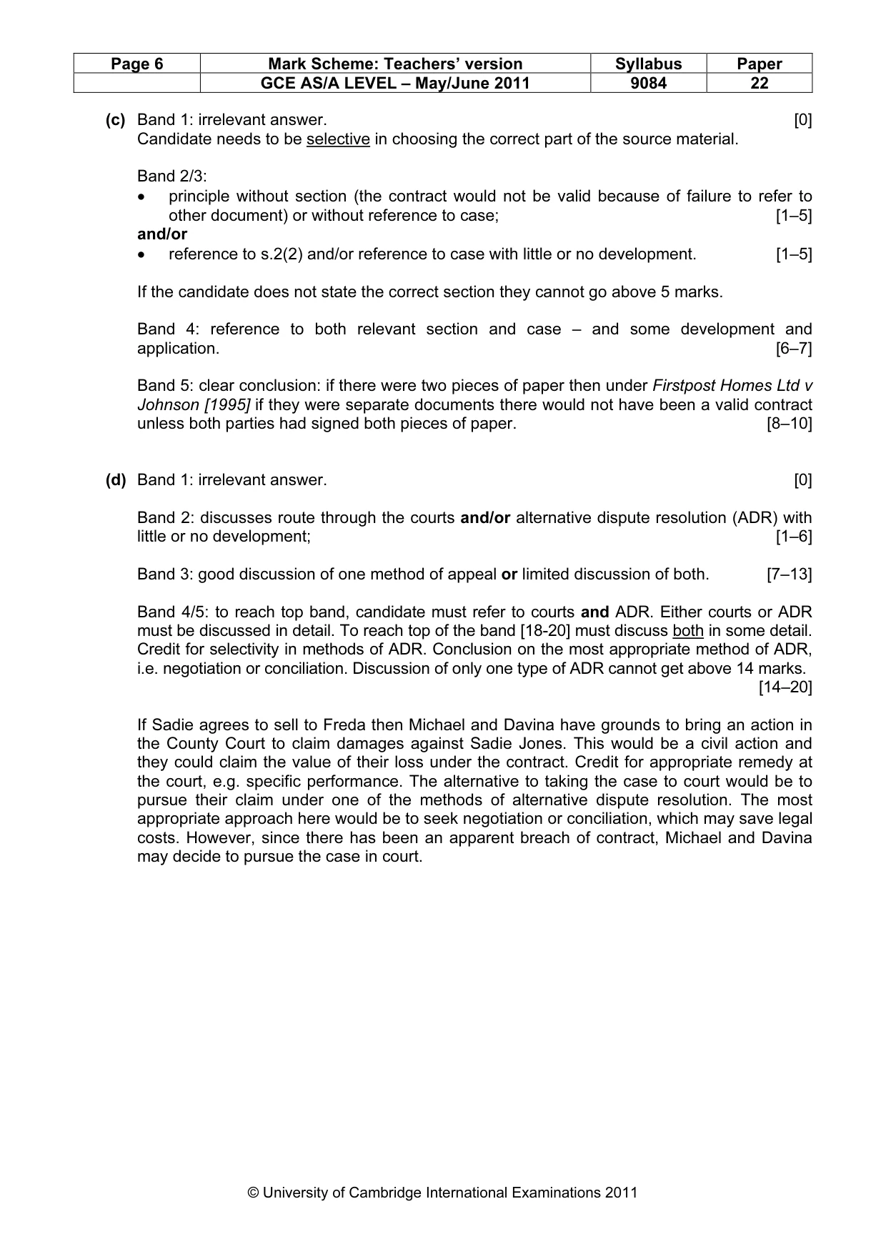 Mark scheme, page 6 of 6