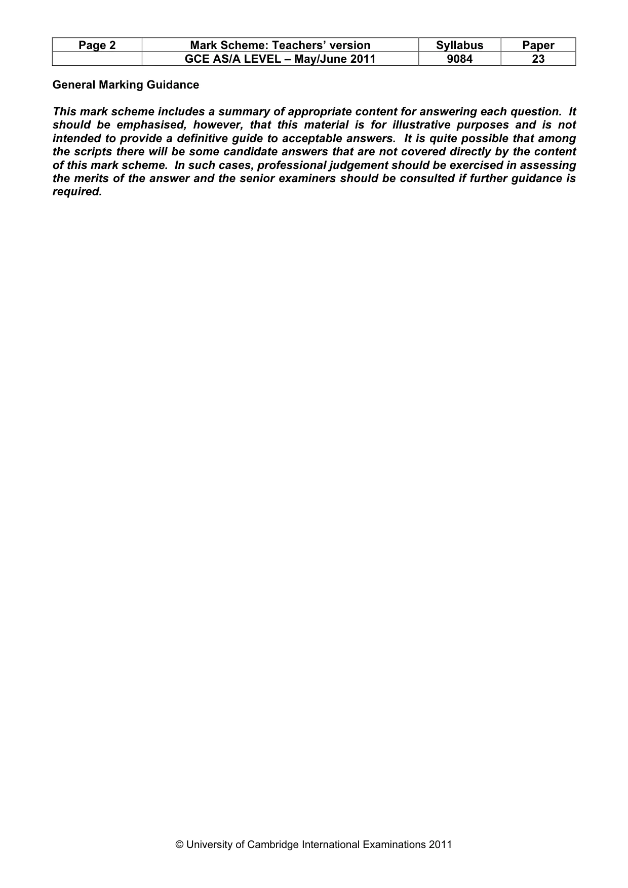 Mark scheme, page 2 of 7