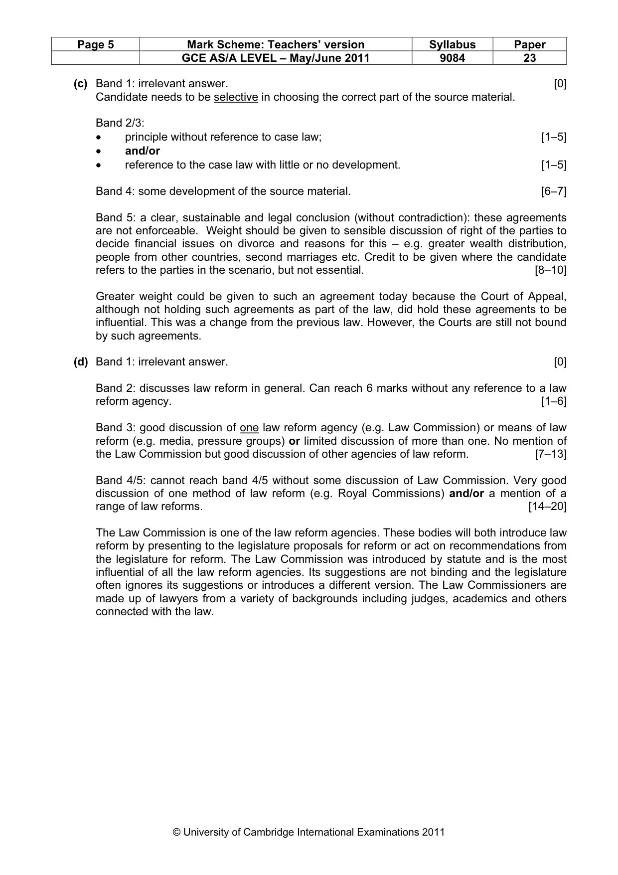 Mark scheme, page 5 of 7