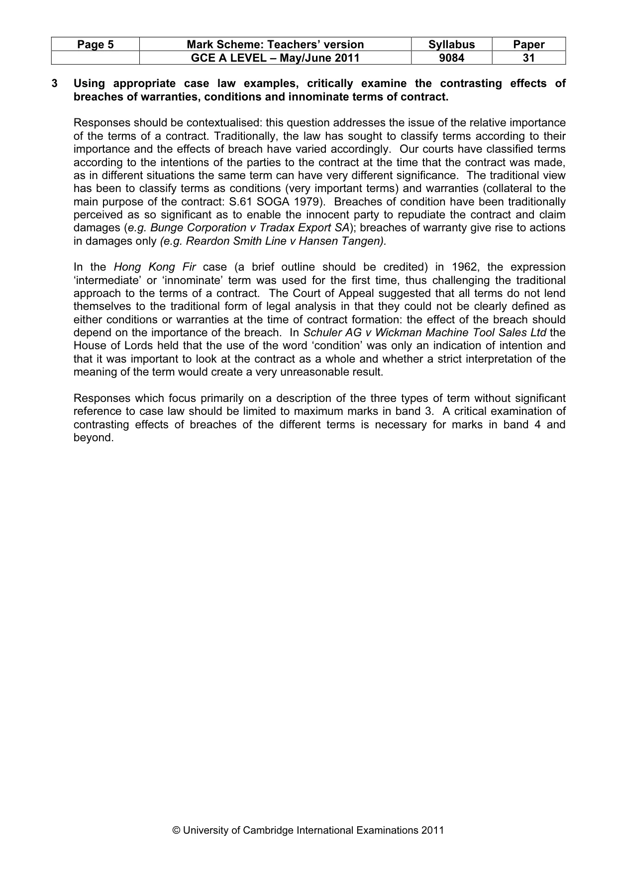 Mark scheme, page 5 of 7