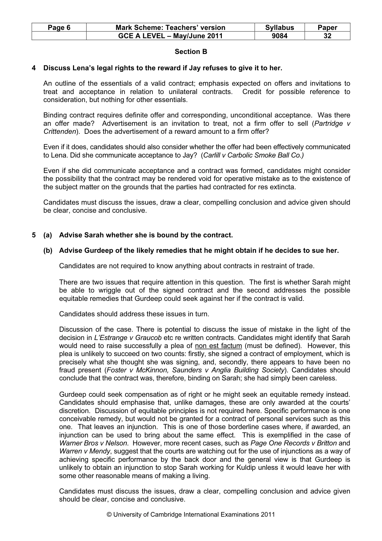 Mark scheme, page 6 of 7