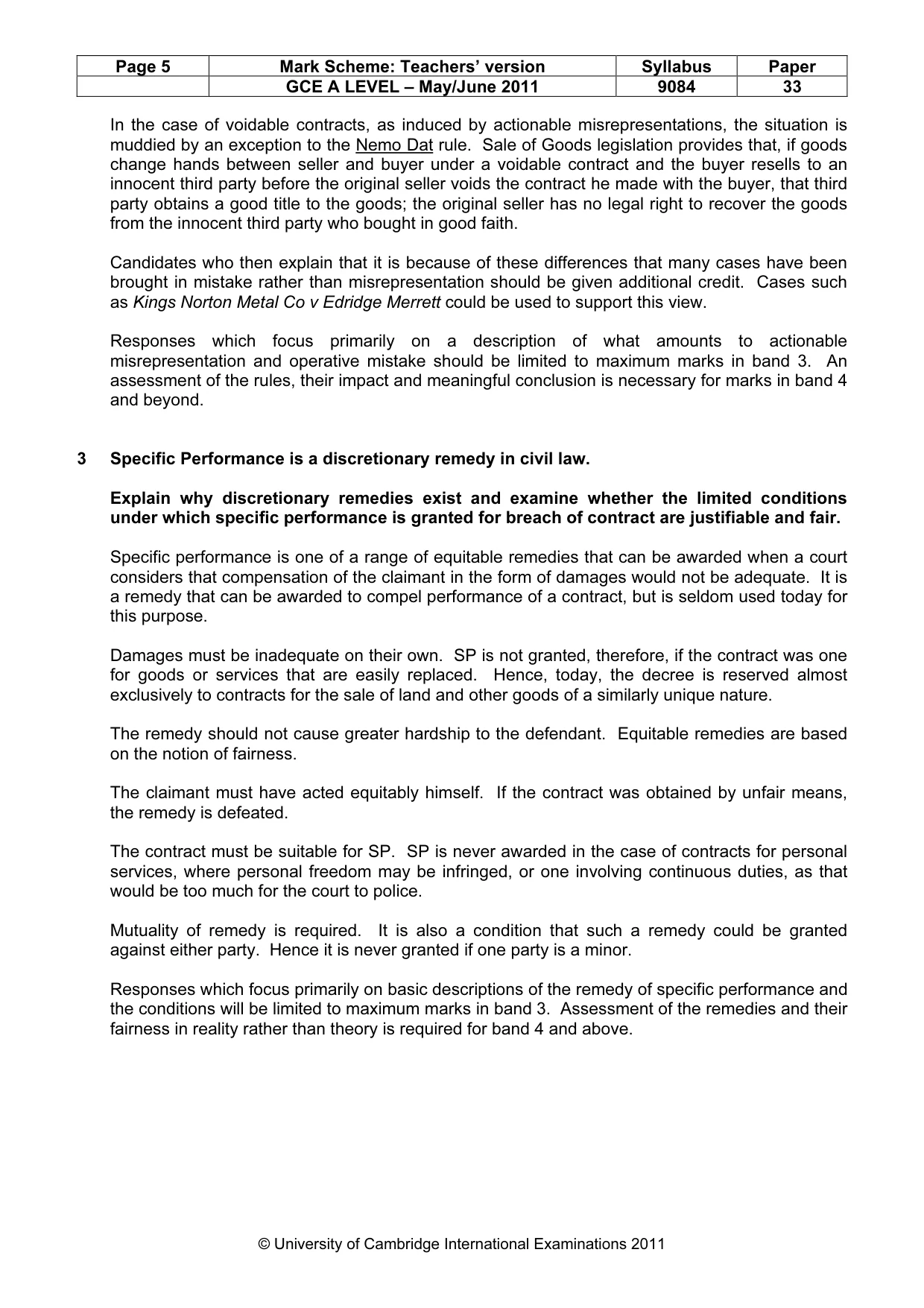 Mark scheme, page 5 of 7