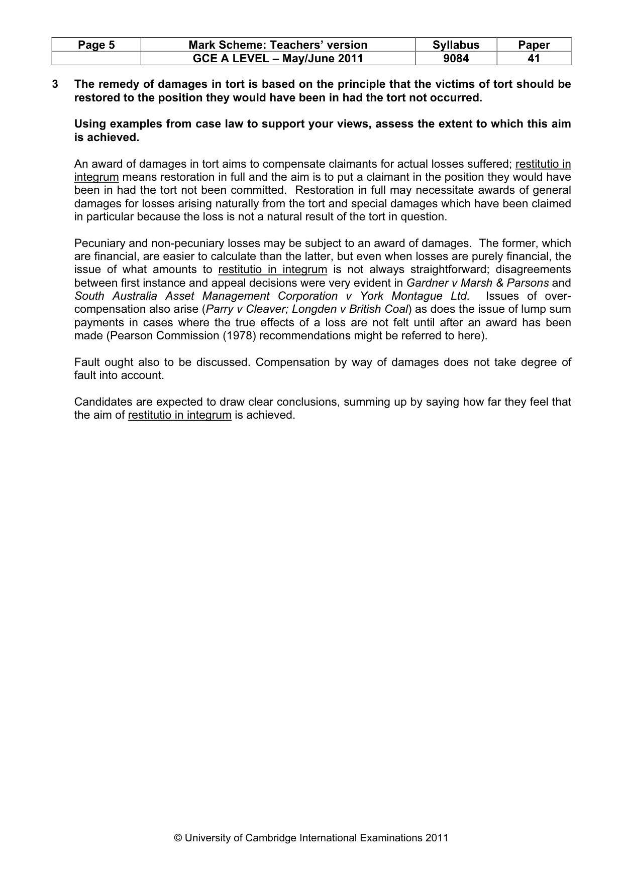 Mark scheme, page 5 of 7