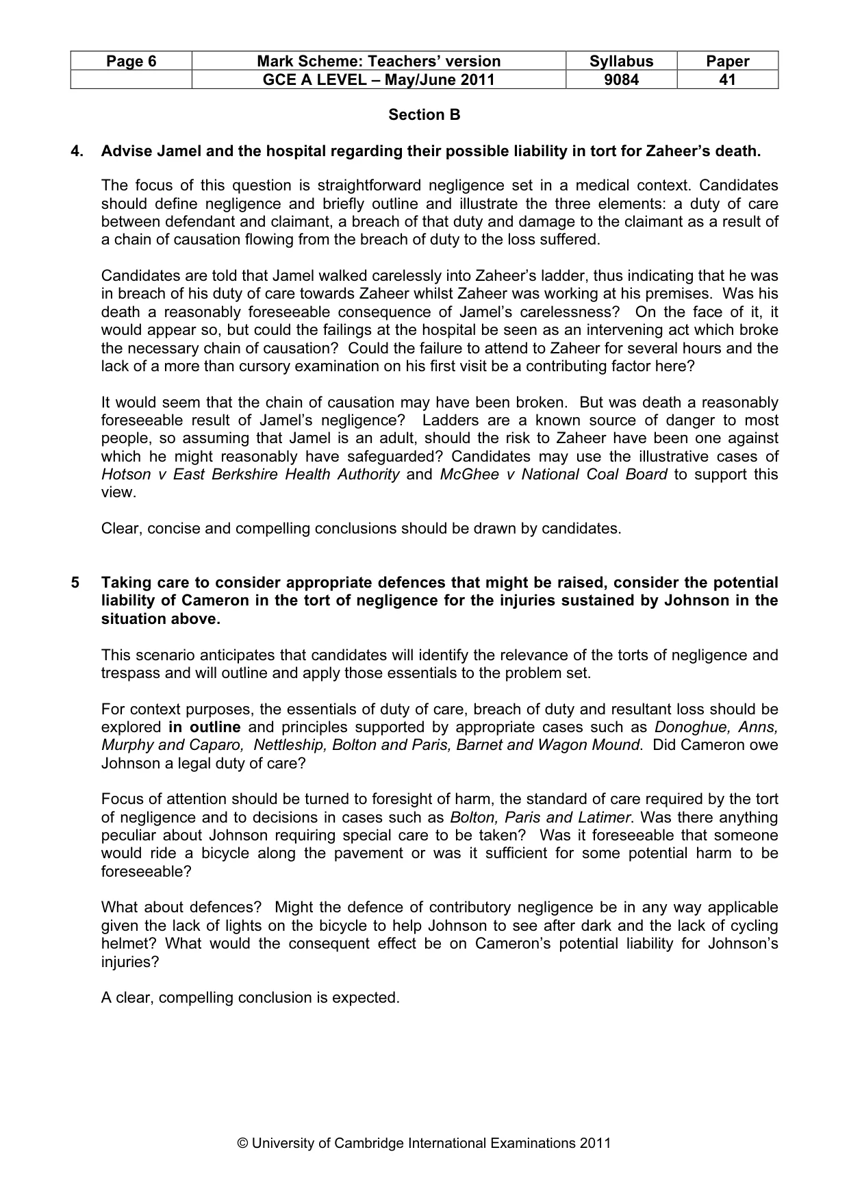 Mark scheme, page 6 of 7