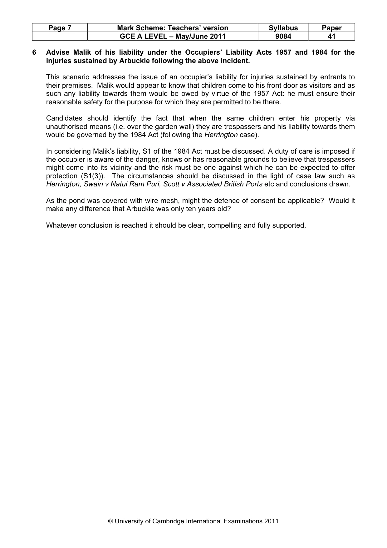 Mark scheme, page 7 of 7