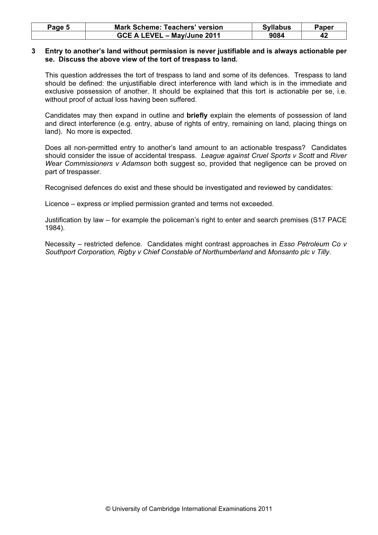 Mark scheme, page 5 of 7