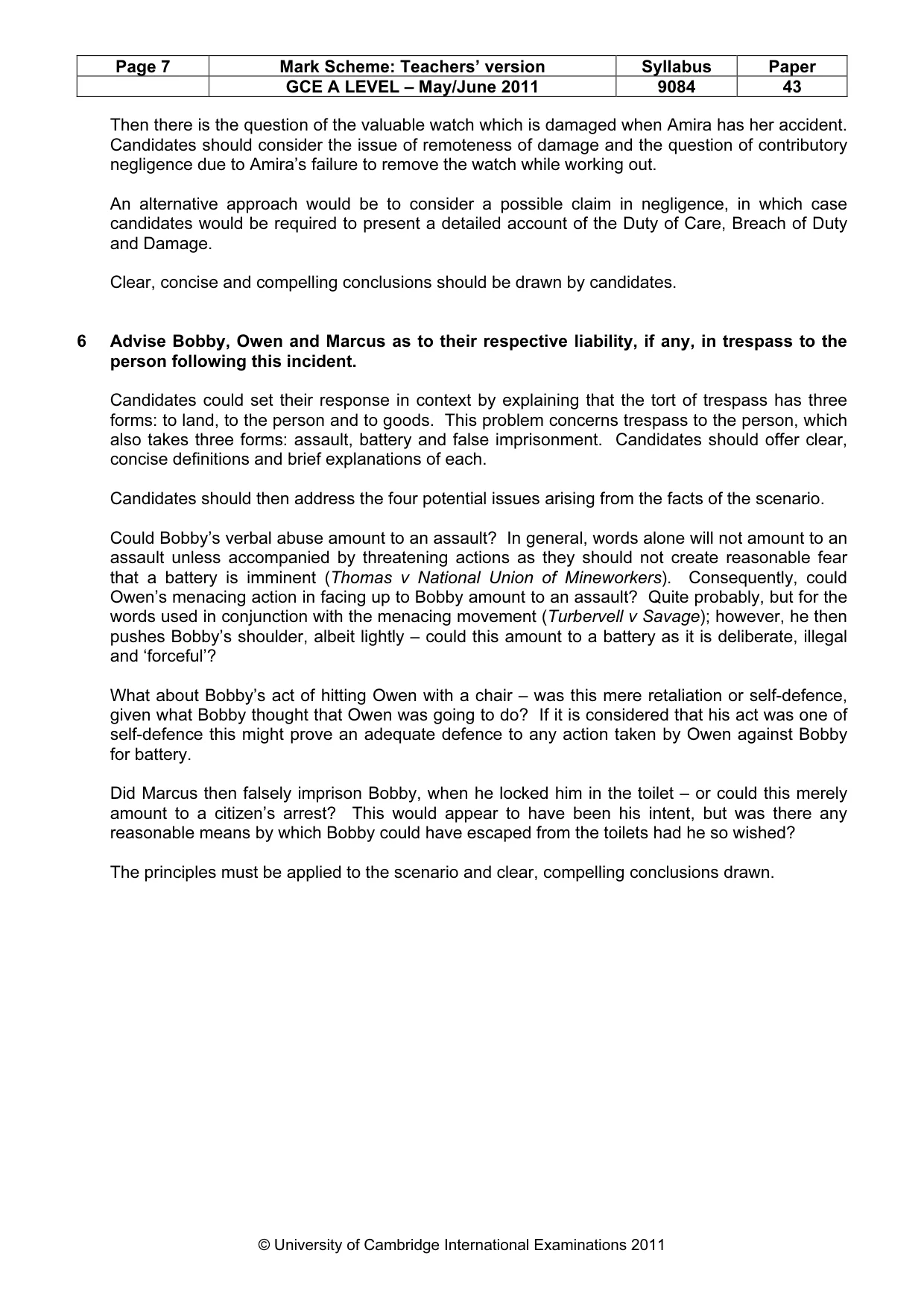 Mark scheme, page 7 of 7