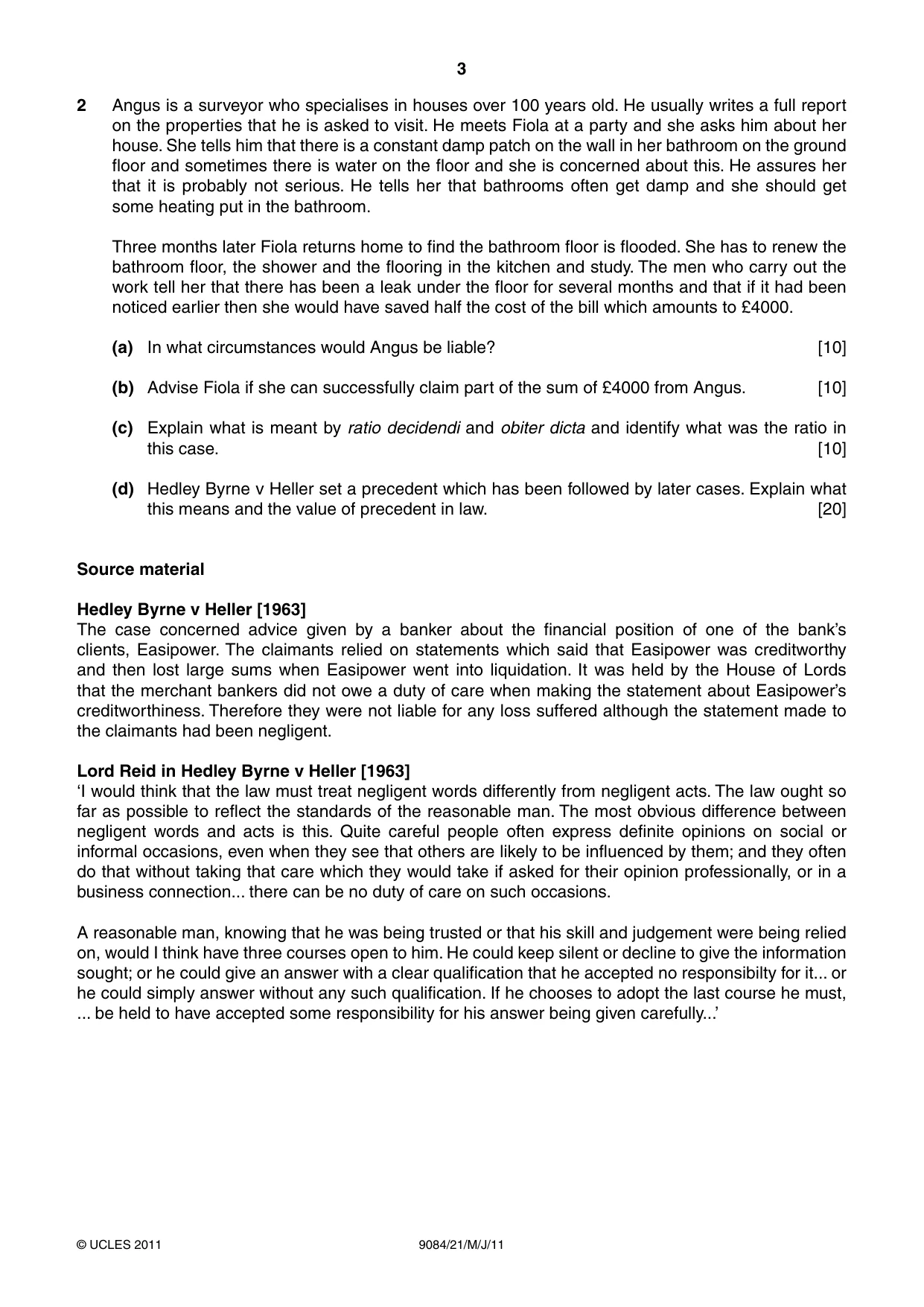 Cambridge A Level Law 9084 2011 May/June Paper 2 · Variant 1 question paper, page 3 of 4