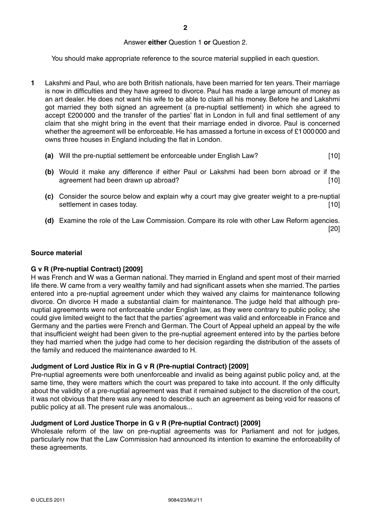 Cambridge A Level Law 9084 2011 May/June Paper 2 · Variant 3 question paper, page 2 of 4