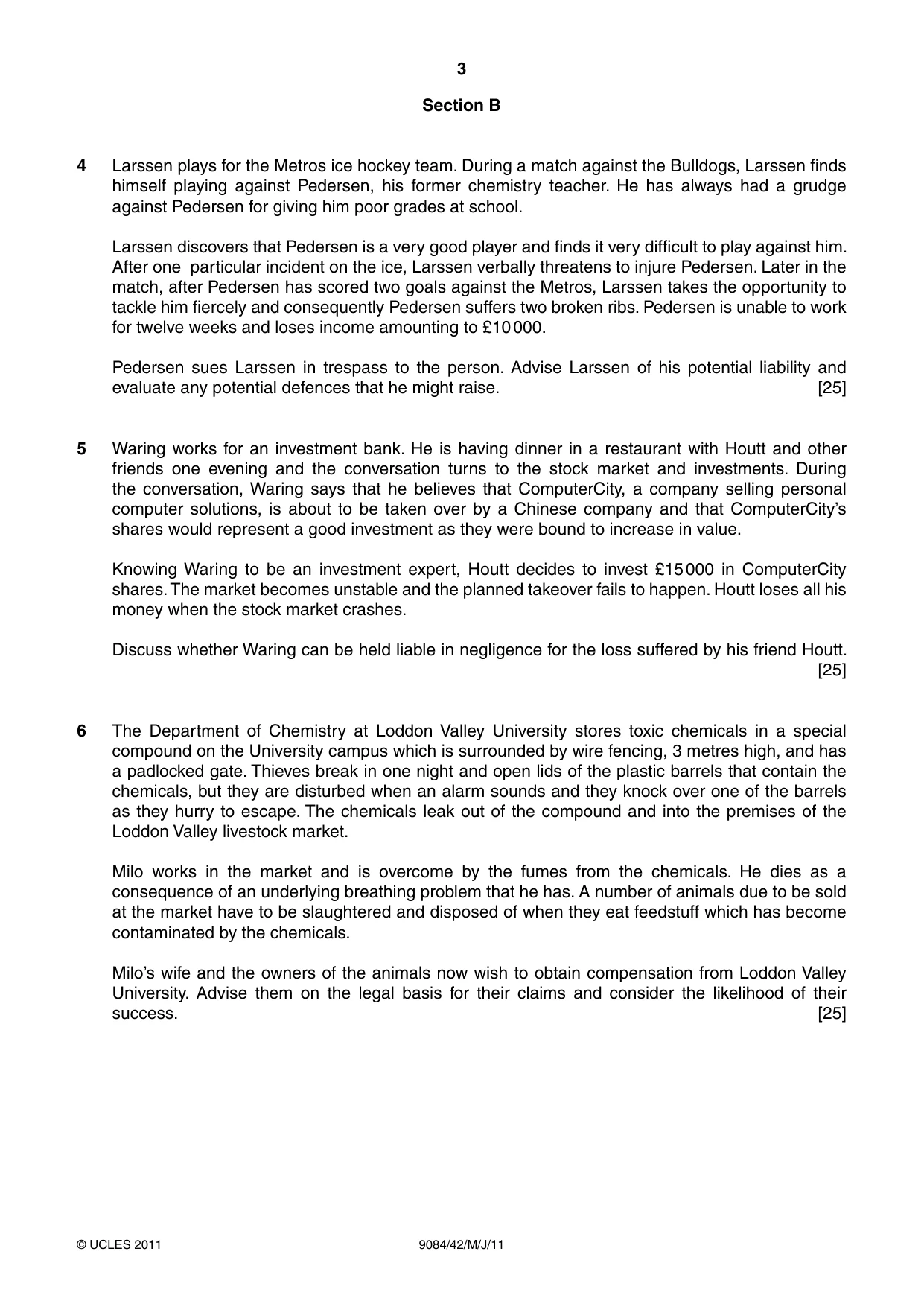 Cambridge A Level Law 9084 2011 May/June Paper 4 · Variant 2 question paper, page 3 of 4