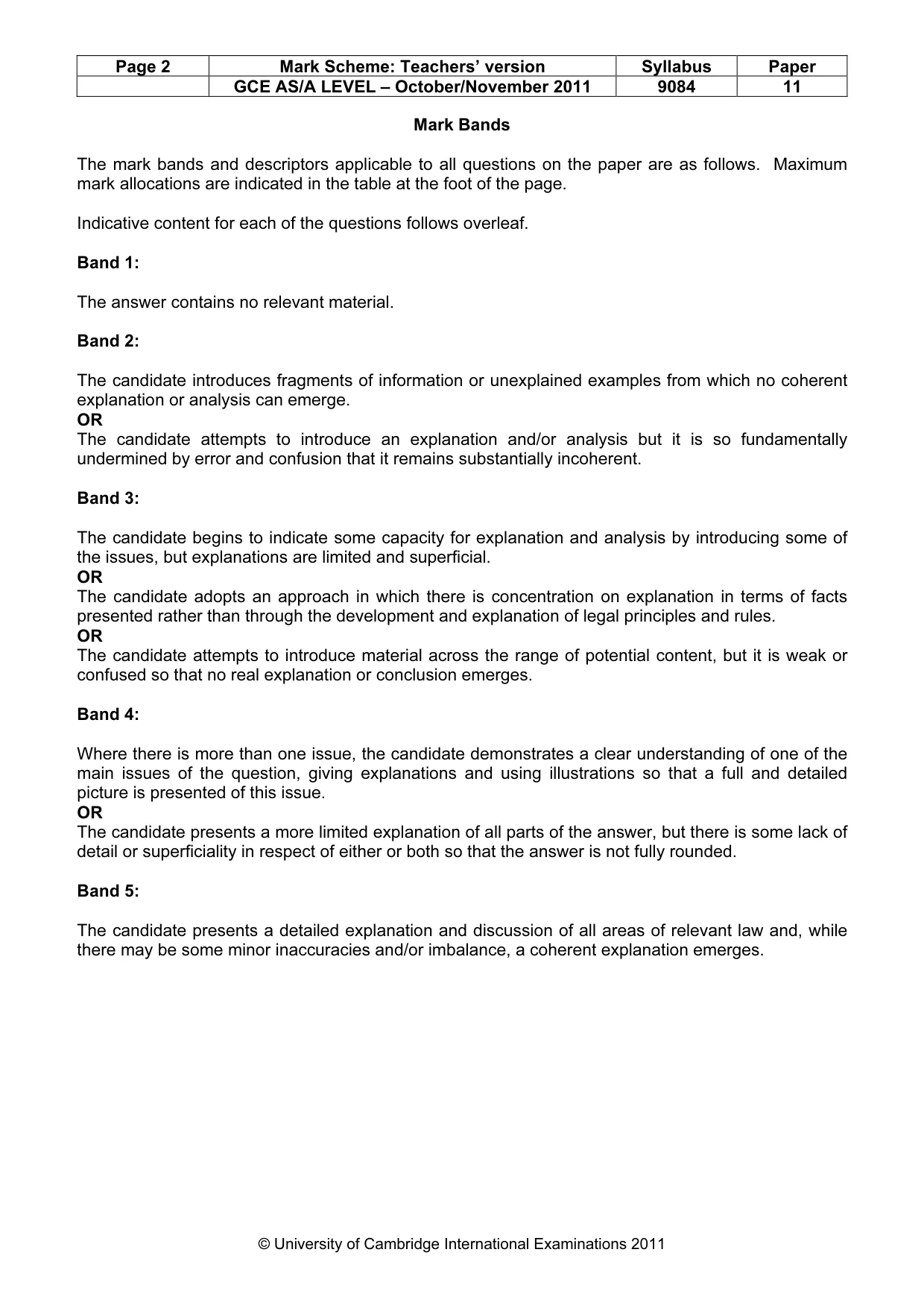 Mark scheme, page 2 of 4