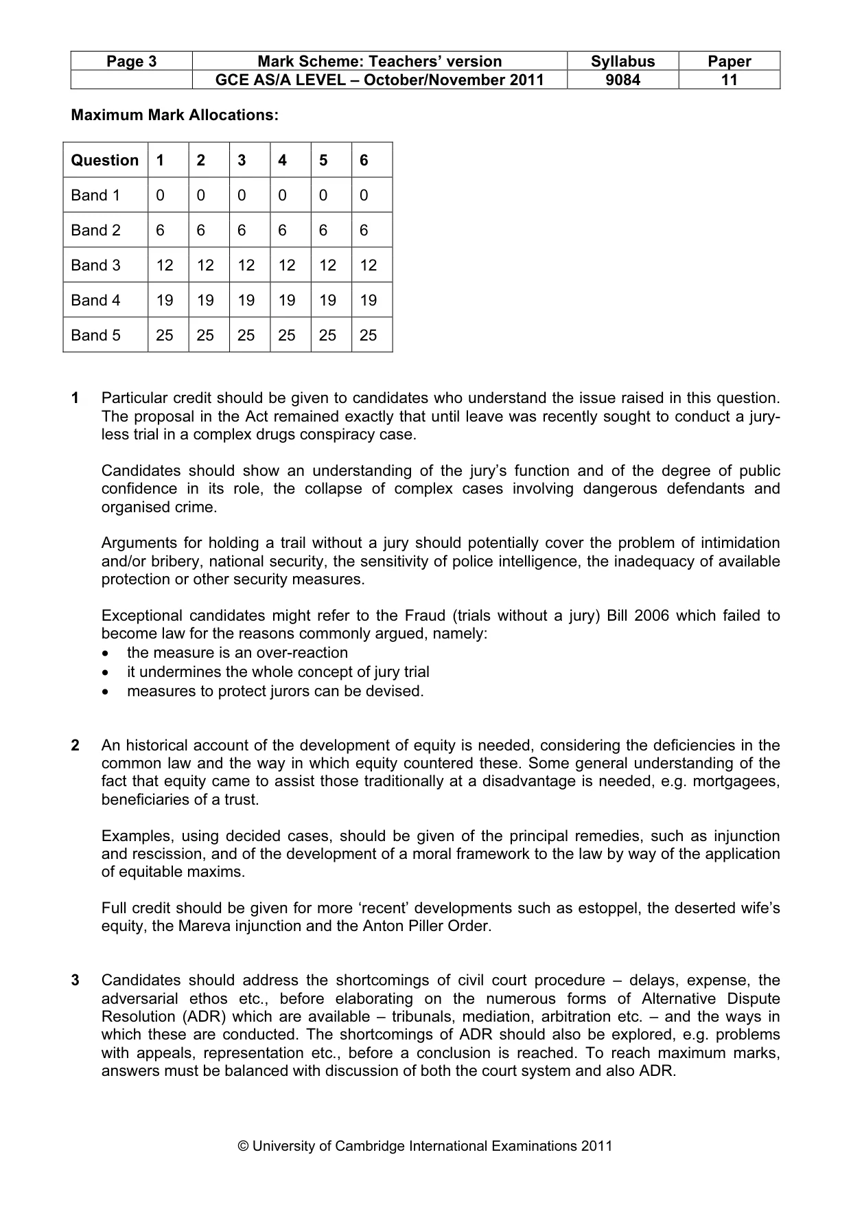 Mark scheme, page 3 of 4