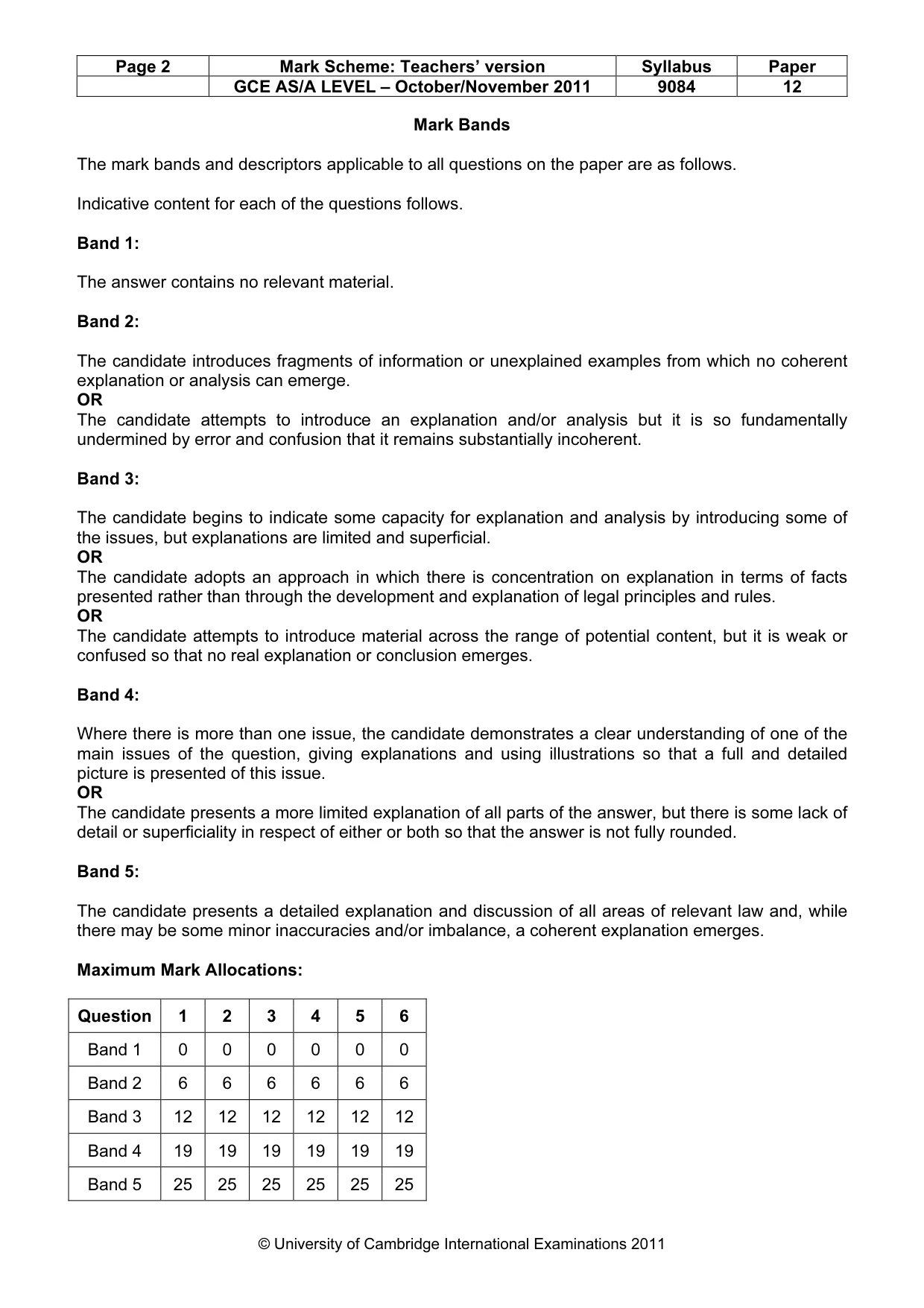 Mark scheme, page 2 of 4