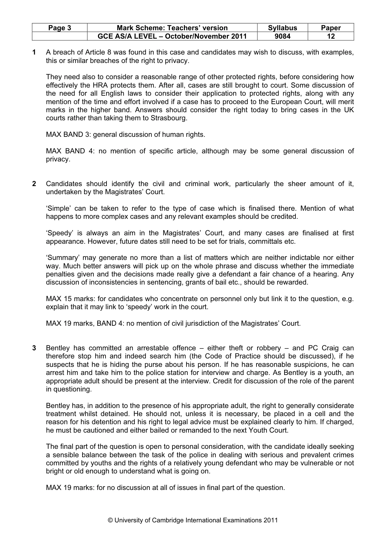 Mark scheme, page 3 of 4